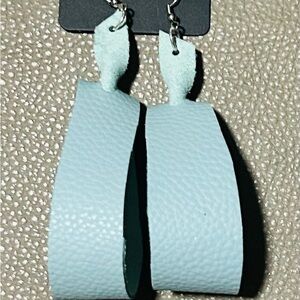 Elegant Light Blue Leather Earrings